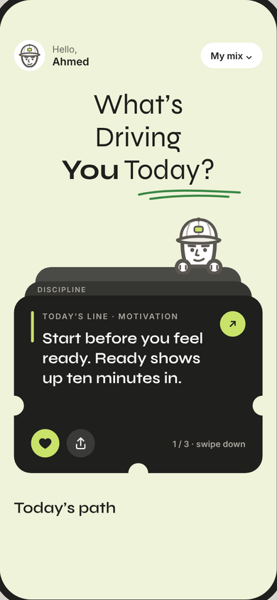 dscpln home screen showing today's line